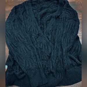 Black see through sweater crochet Elegant